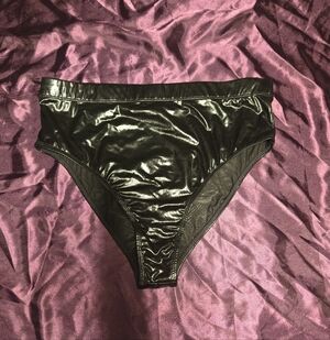 Shiny Black High-Cut Bikini Bottom